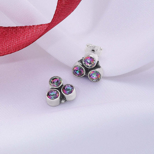 Pure Silver Earrings - Mini Blurple CZ Stone Stud - Tweov Jewels