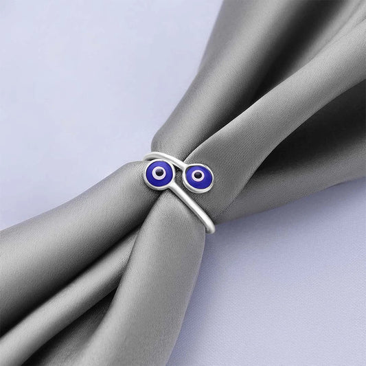 Pure Silver Ring - Destiny's Guardian Blue Evil Eye - Tweov Jewels