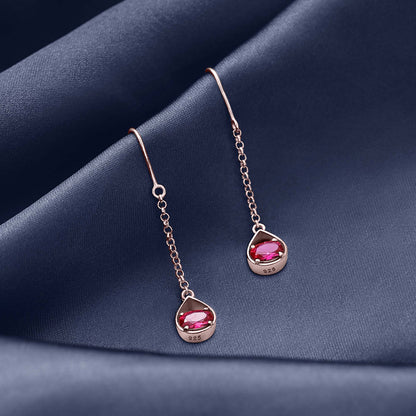 Pure Silver Earrings - Enlighted With Rose Gold Ruby