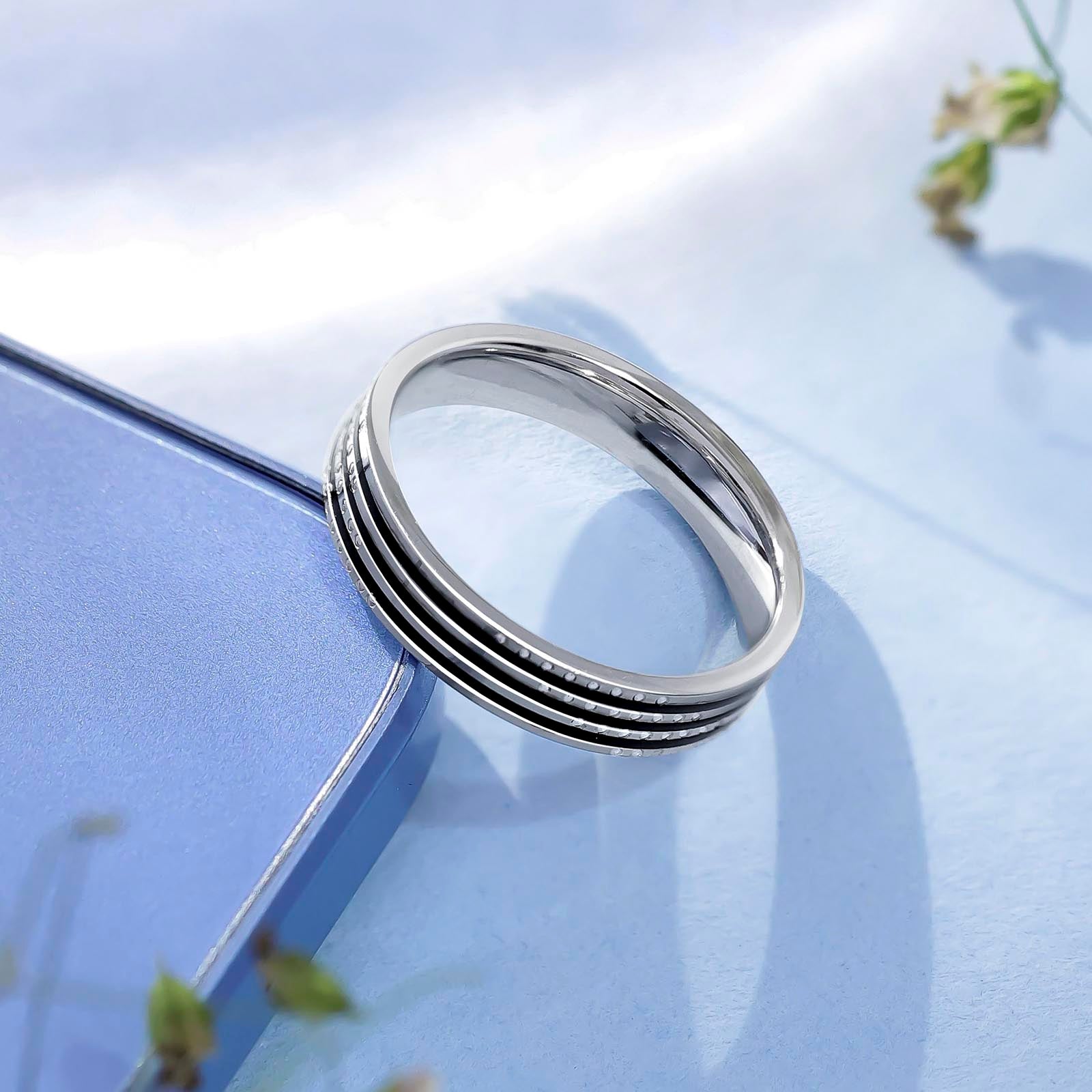 925 Sterling Silver Black Spinner Ring - Tweov Jewels