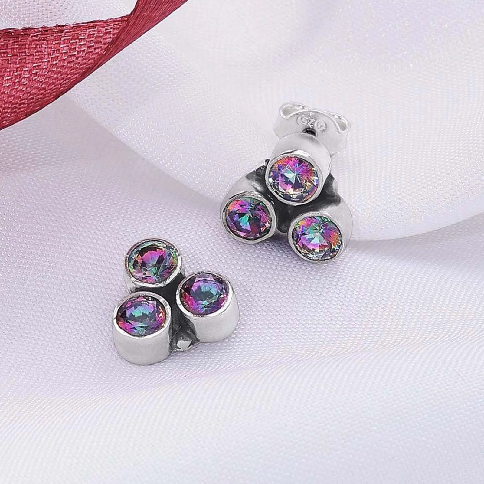 Triangular Topaz Silver Stud Earrings - Tweov Jewels