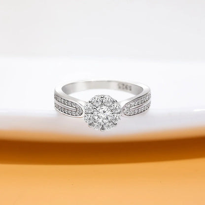 CZ Halo Split-Shank Ring for Women
