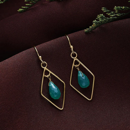 Pure Silver Earrings - Bold Gold Green Garnet - Tweov Jewels