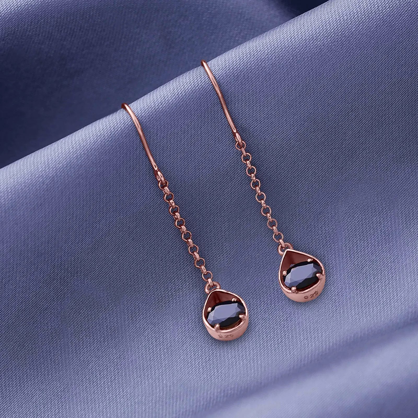 Shimmering Rose Gold Onyx Earrings - Tweov Jewels