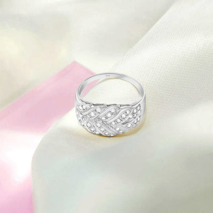 Cubic Zirconia Leaf Silver Ring