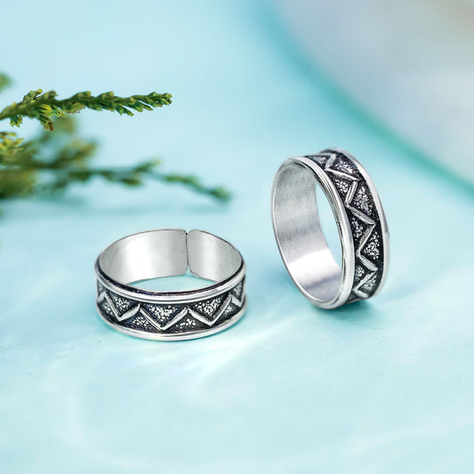 Pure Silver Toe Ring - Eternal Zig Zag Waves - Tweov Jewels