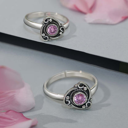 Silver Purple Triangular Toe Ring