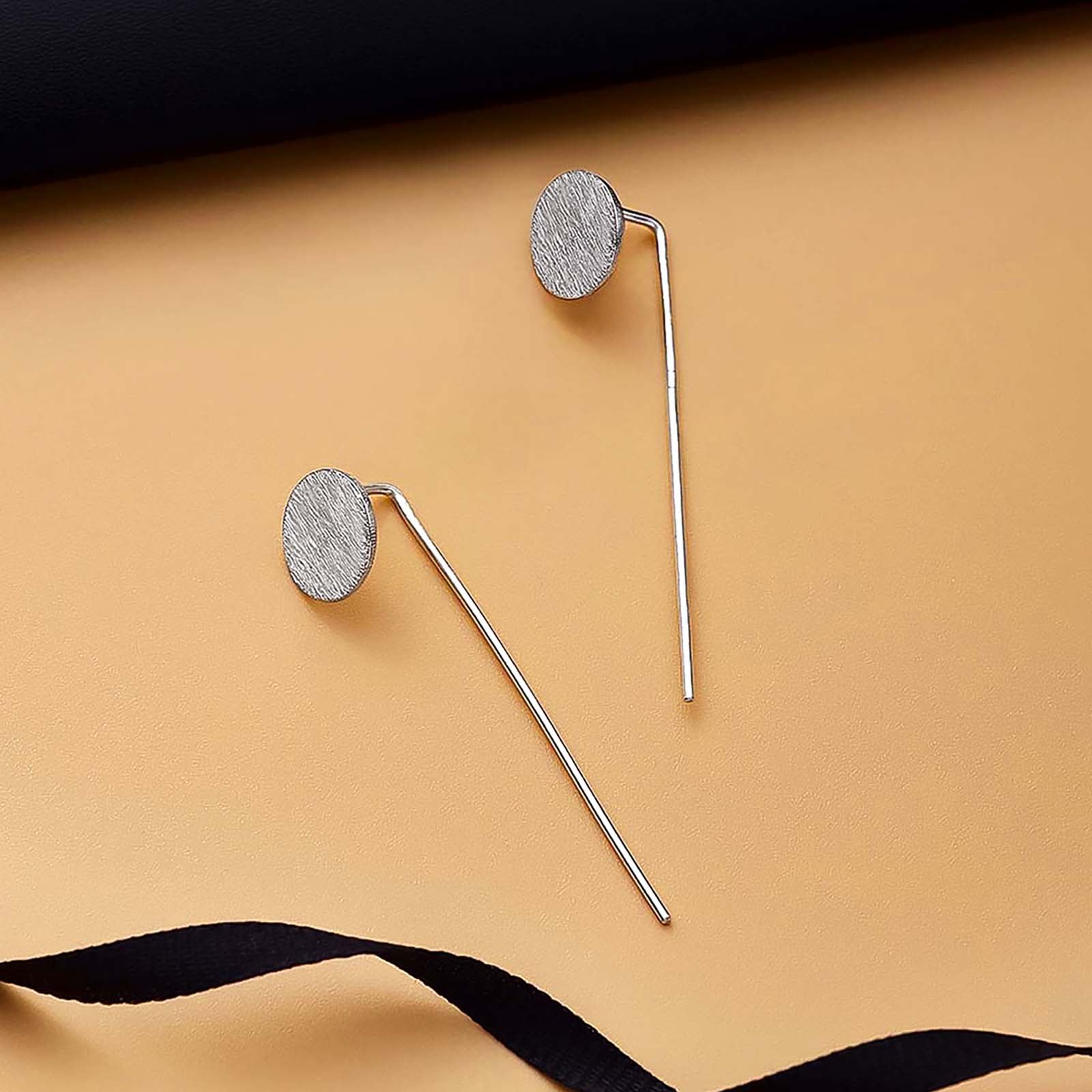 Long Solid Bar Silver Earrings - Tweov Jewels