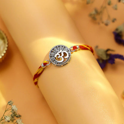 Designer Om Silver Rakhi for Brother - Tweov Jewels