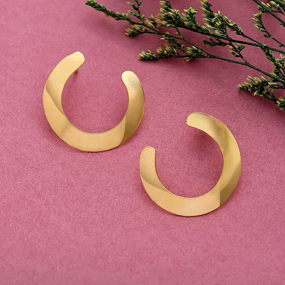 Pure Silver Earrings - Stylish Gold Finish C-Hoops - Tweov Jewels