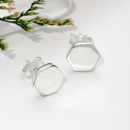 Pure Silver Stud - Hexa Glossy Finish - Tweov Jewels
