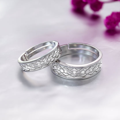 Lattice Bond Couple Rings for Men & Women – 925 Sterling Silver Rhodium Plated