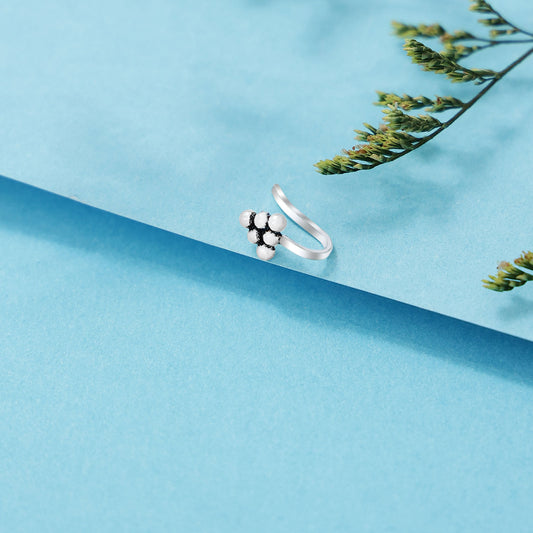 Pure Silver Nose Ring - Oxidised Essence of Pyramid Model - Tweov Jewels