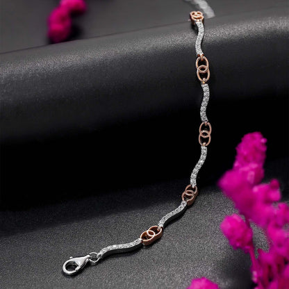 Rose Gold Plated Silver Interlinked Chain Bracelet - Tweov Jewels