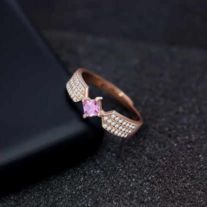 Rose Gold Plated Purple Stone Silver Ring