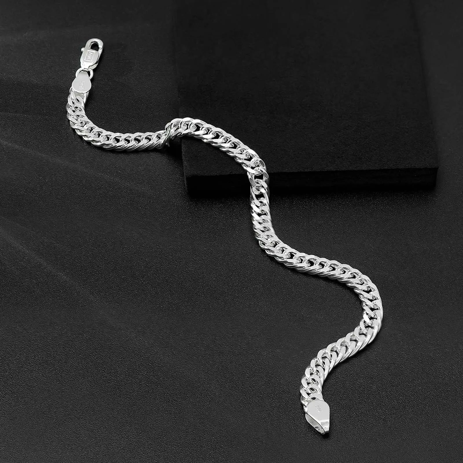 Slim Curb Link Silver Bracelet - Tweov Jewels