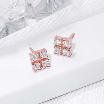Rose Gold Square Designer Silver Stud Earrings - Tweov Jewels