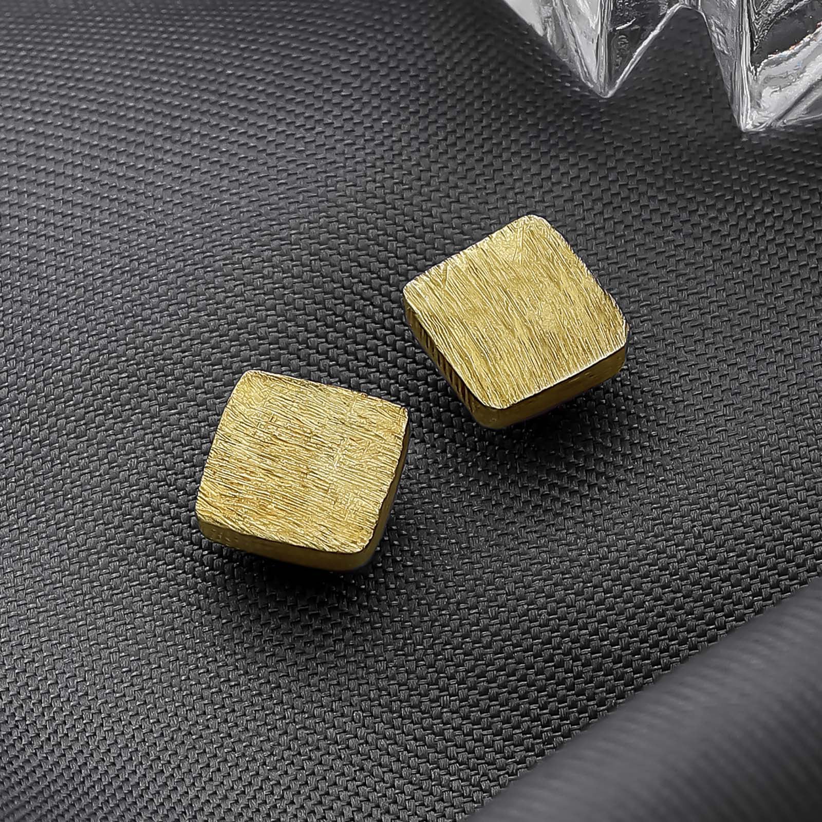 Pure Silver Stud Earrings - Gold Plated With Modern Cubes - Tweov Jewels