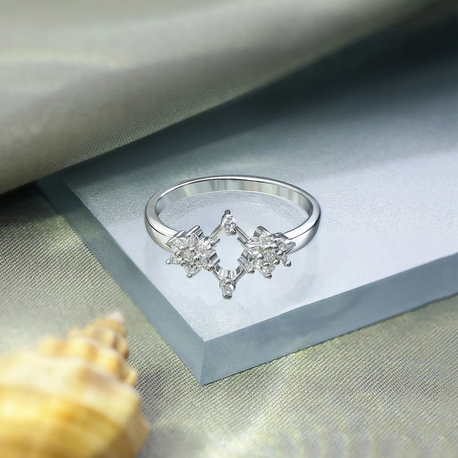 Silver Duo Flower Ring - Tweov Jewels