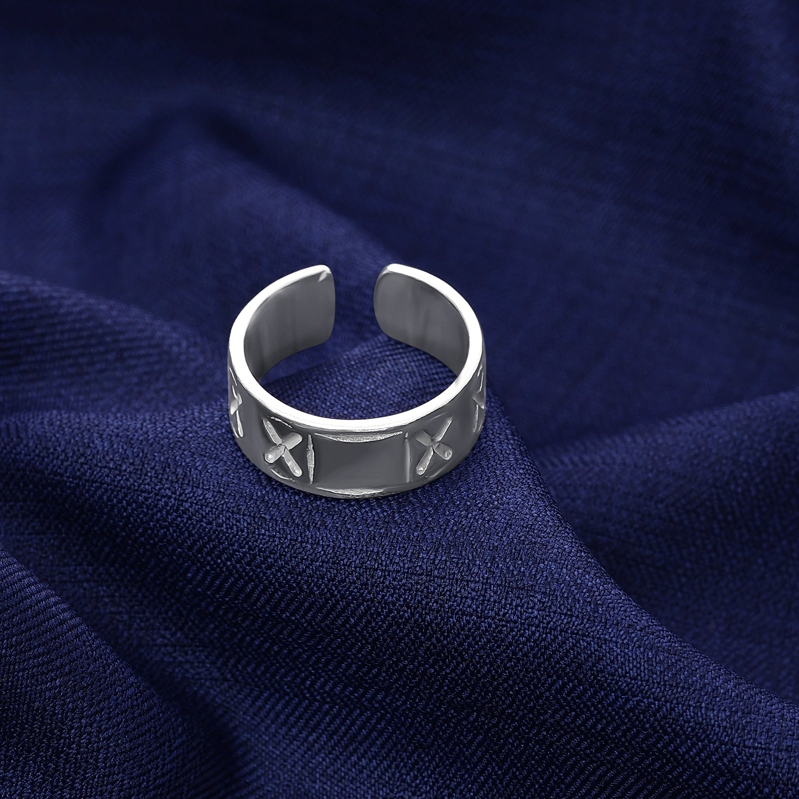 Adjustable Open Silver Band Ring