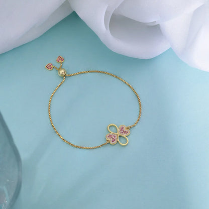 Pink Infinity Clover Bracelet For Women – Gold Plated 925 Sterling Silver