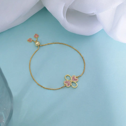 Pink Infinity Clover Bracelet For Women – Gold Plated 925 Sterling Silver