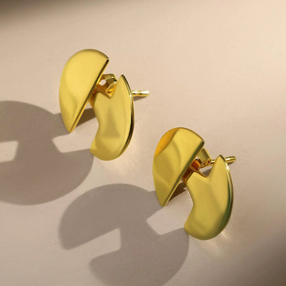 Pure Silver Earrings - Modernized 3 in 1 Gold Stud - Tweov Jewels