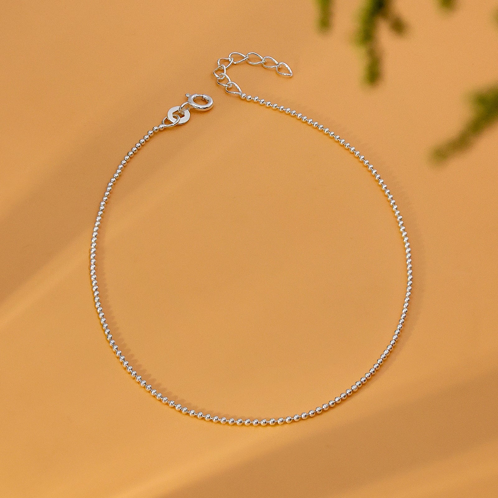 Simple Ball Beads Silver Anklet
