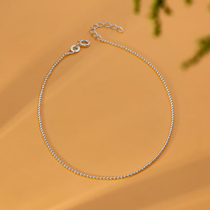 Simple Ball Beads Silver Anklet