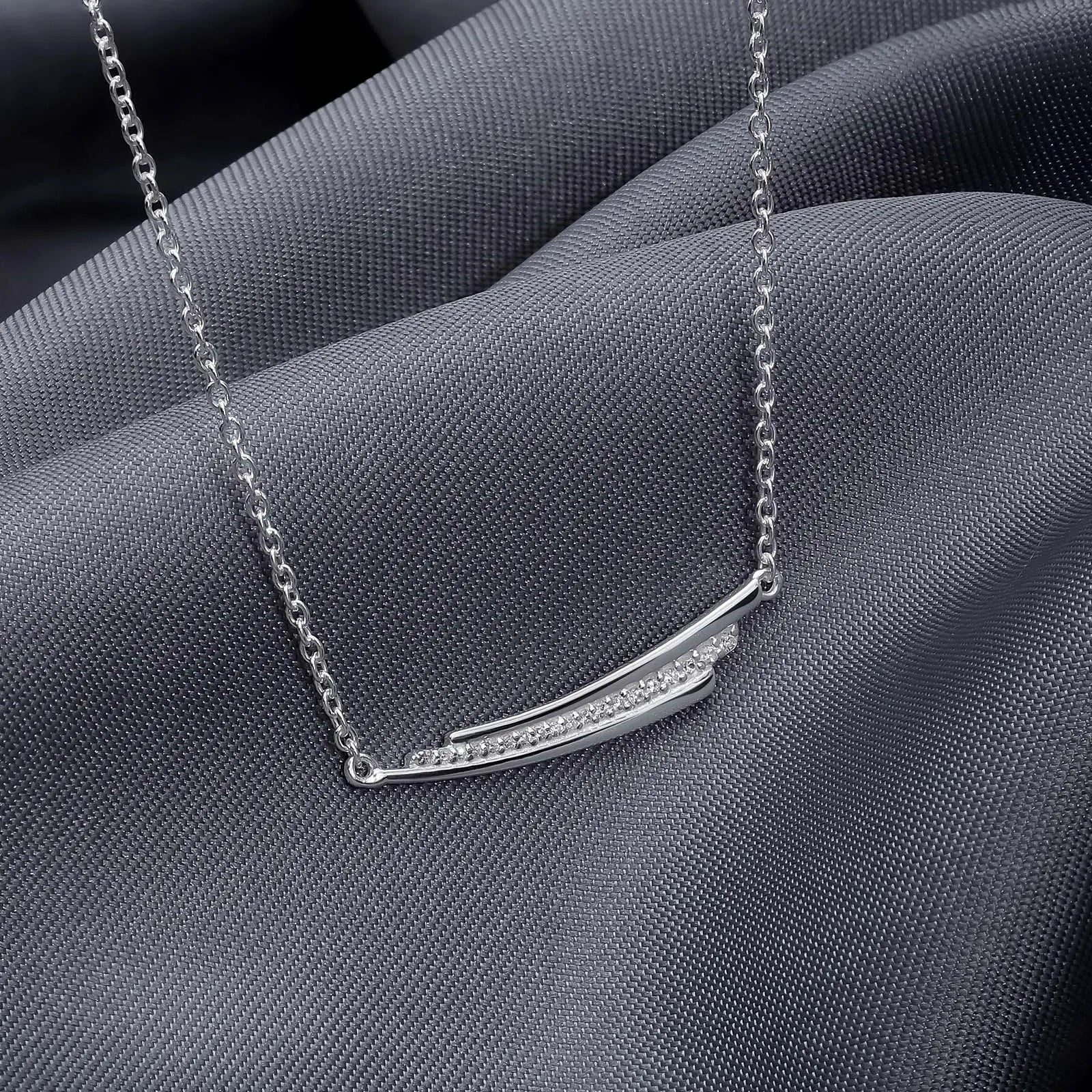 CZ Layered Swing Silver Necklace - Tweov Jewels