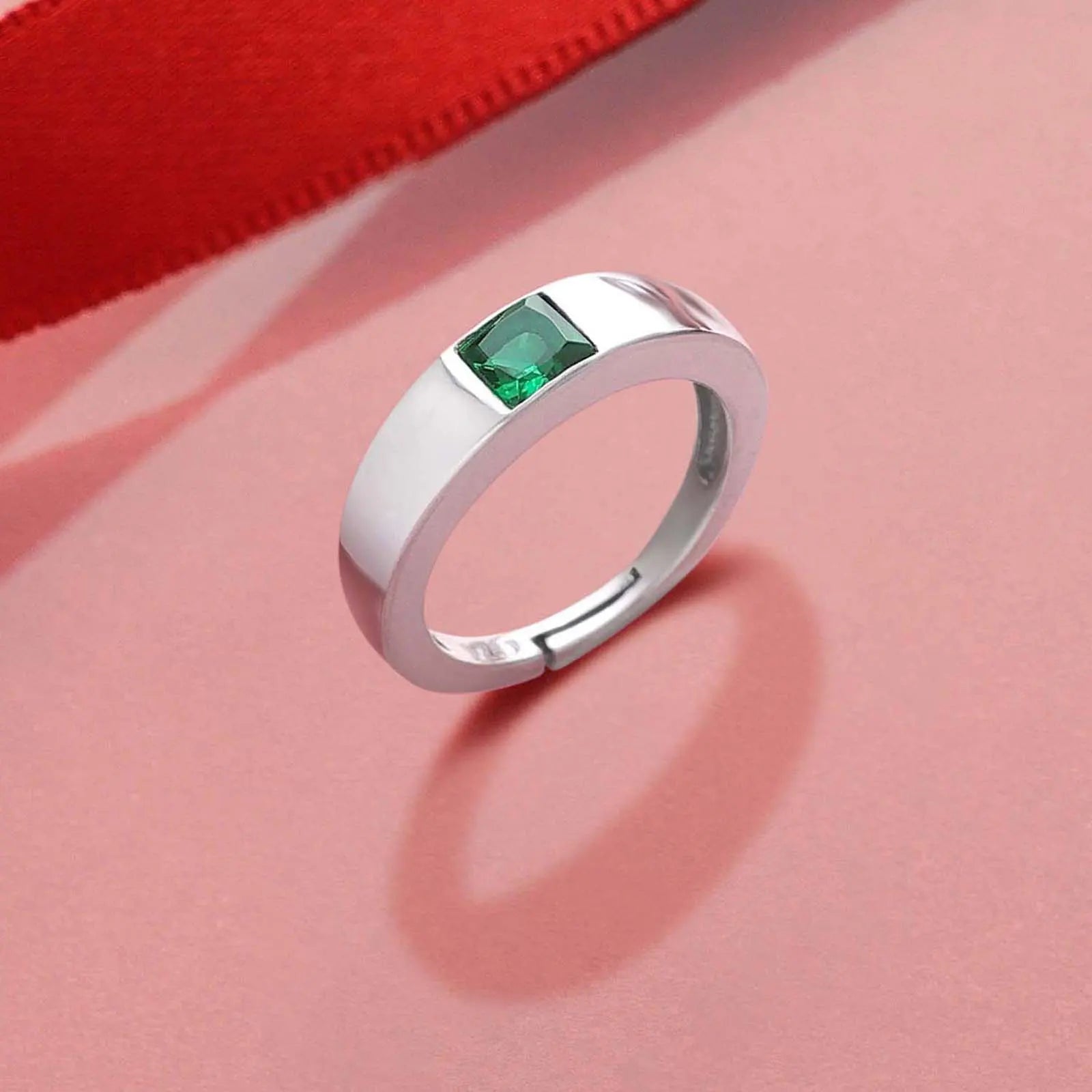 Silver Green Stone Finger Ring - Tweov Jewels