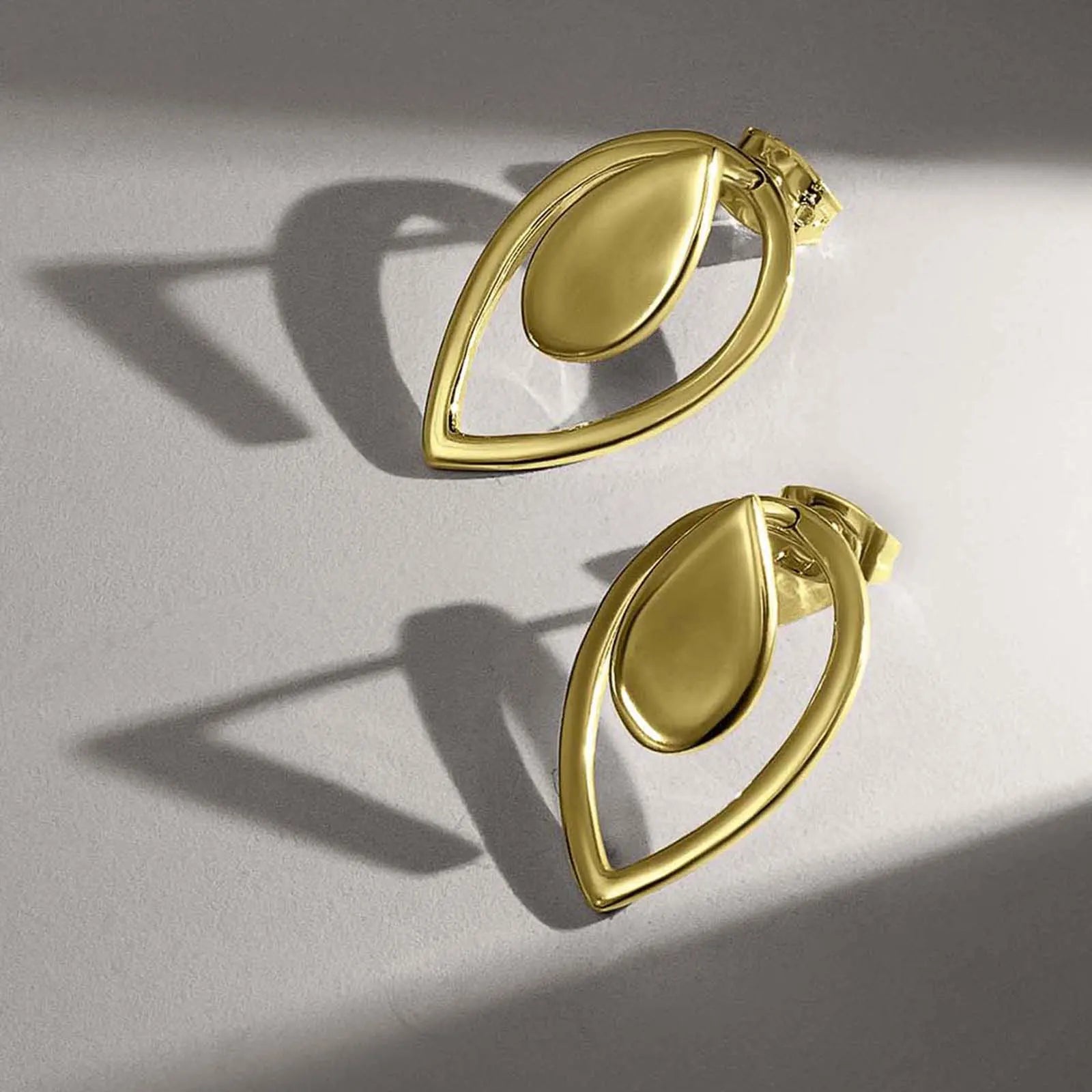 Pure Silver Earrings - 2 in 1 Dew Drop Model With Gold Finish - Tweov Jewels