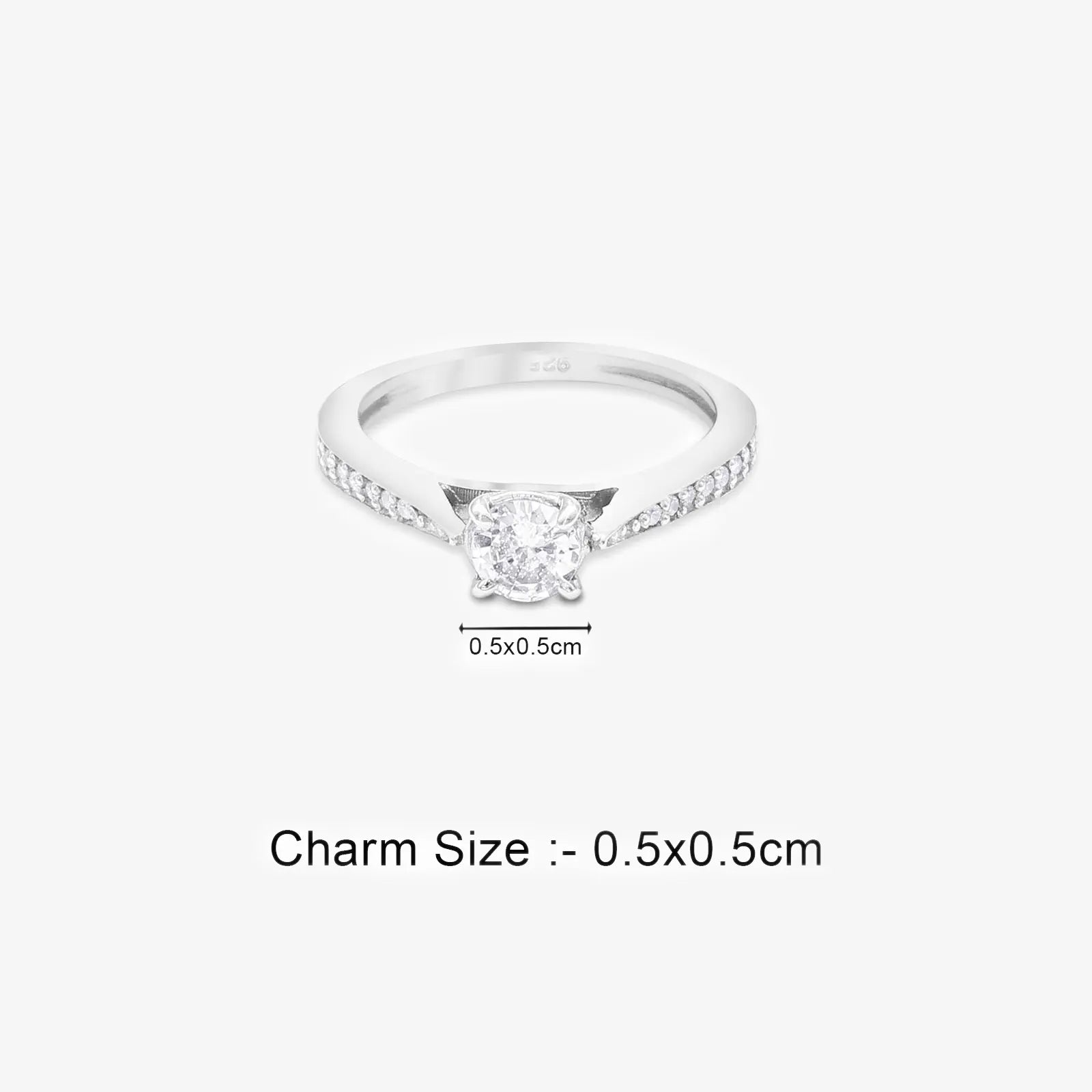 Round Solitaire Silver Ring - Tweov Jewels