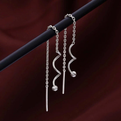 Wavy Chain Silver Earrings - Tweov Jewels