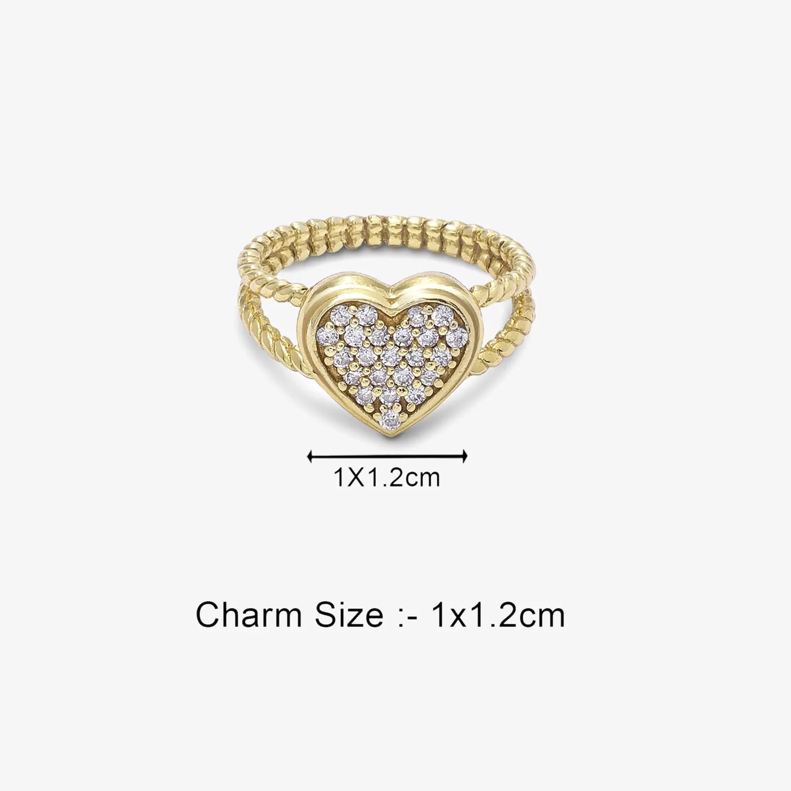 Golden Zircon Heart Silver Ring - Tweov Jewels