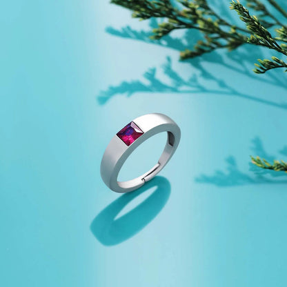 Silver Pink Ruby Stone Finger Band Ring - Tweov Jewels