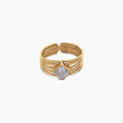 Pure 925 Silver Ring - Cubic Zirconia CZ Gold Finish Band - Tweov Jewels