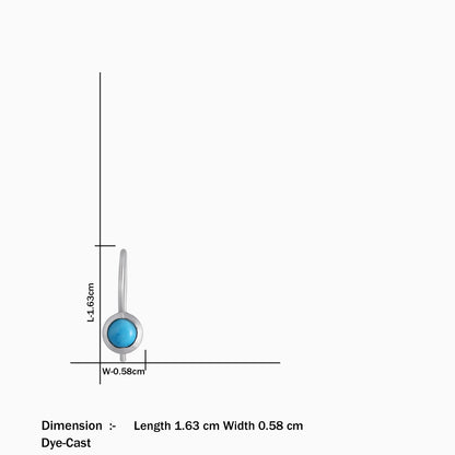 Round Blue Stone Studded Silver Dangle Earrings