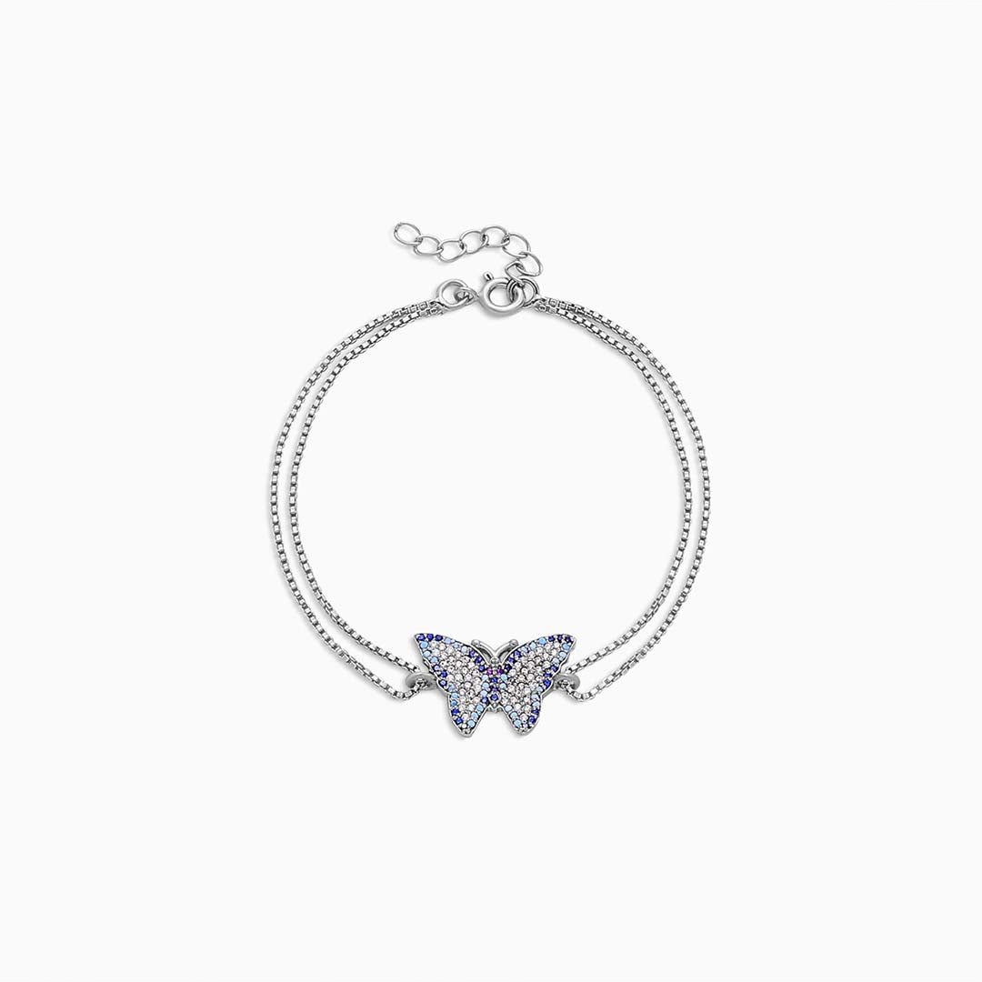 Multicolor CZ 925 Sterling Silver Butterfly Bracelet - Sparkling Butterfly - Tweov Jewels