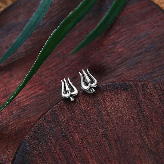 Divine Trident Silver Stud Earrings - Tweov Jewels