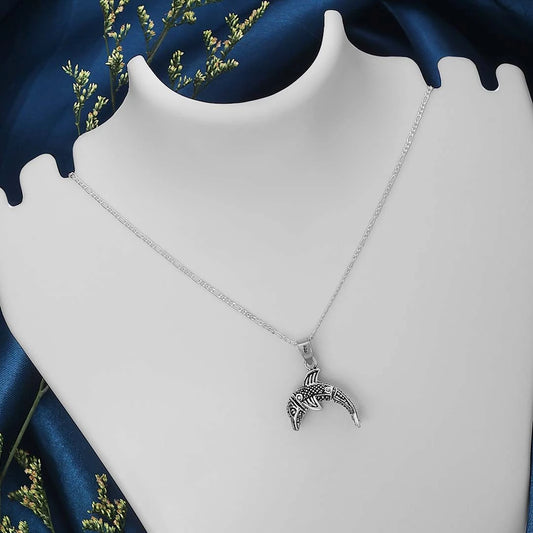 Pure Silver Pendant - Diving Dolphin - Tweov Jewels
