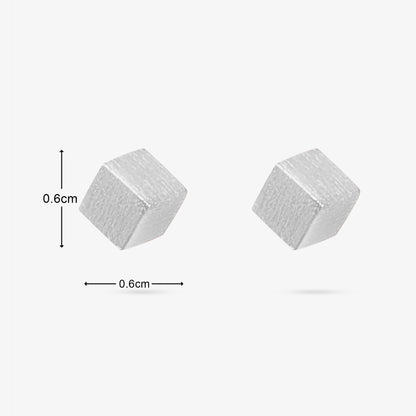 Mini Cubic Design Silver Studs