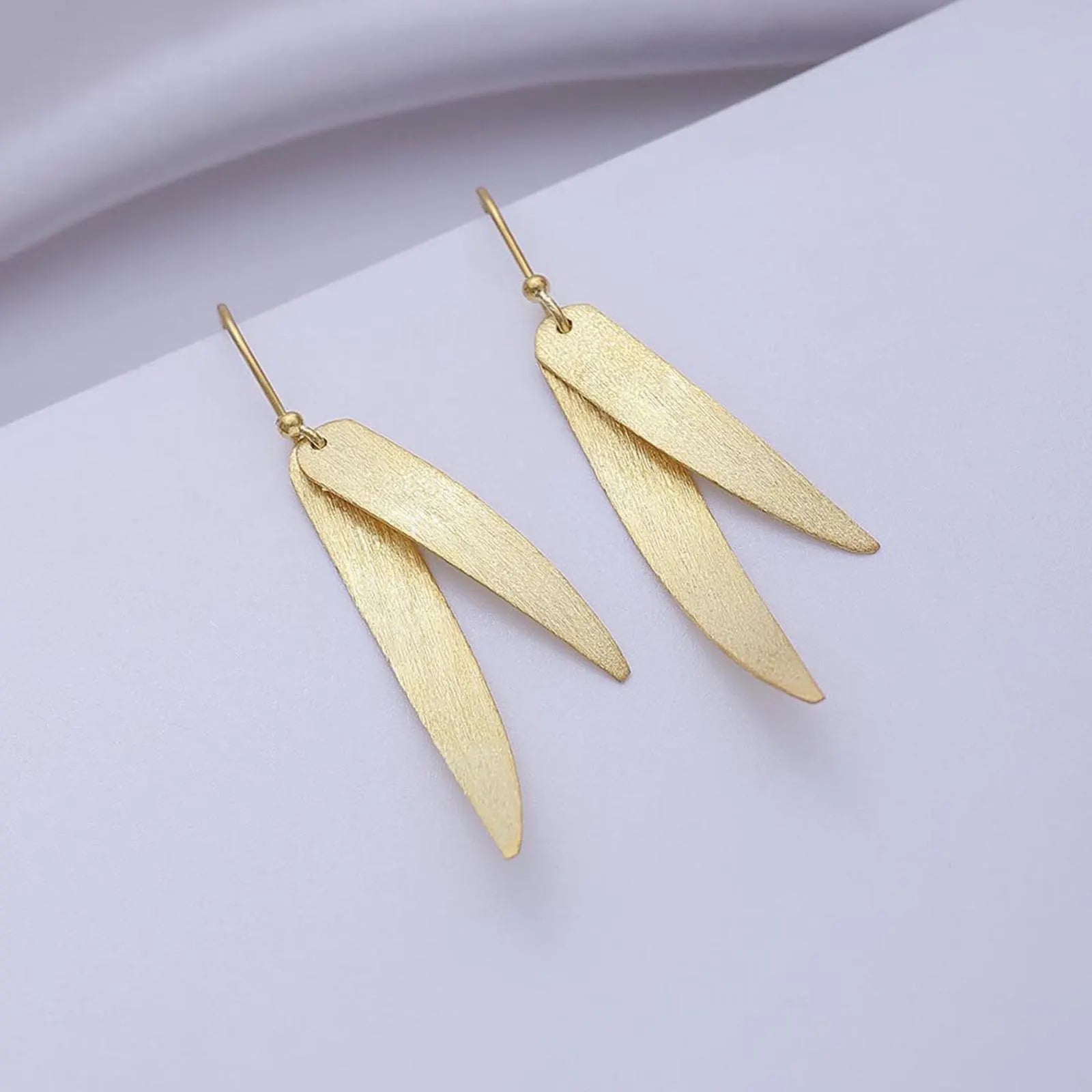 Pure Silver Earrings - Sleek Feather With Gold Plated - Tweov Jewels