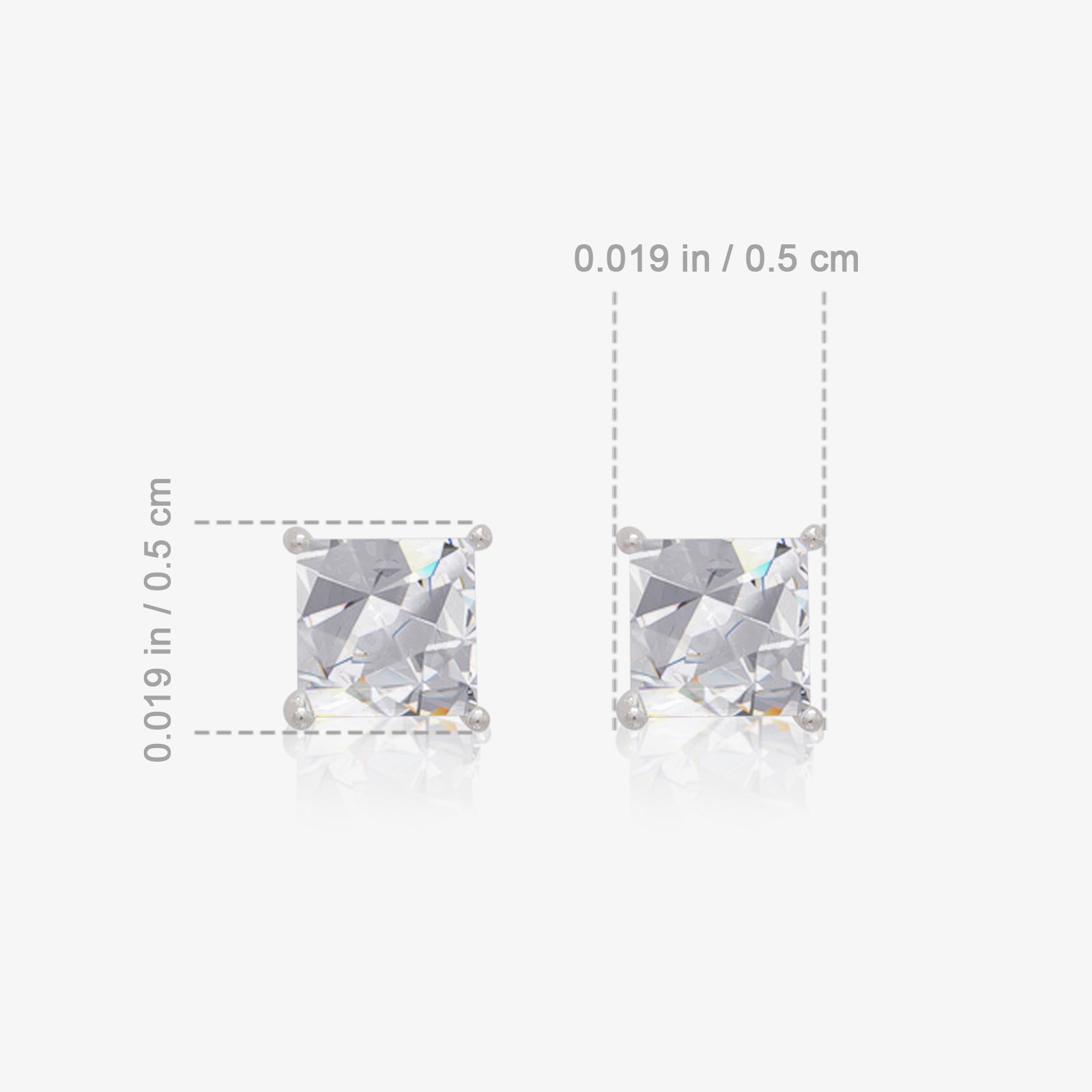 White Princess Cut CZ Stud Earrings For Women – 925 Sterling Silver Rhodium Plated