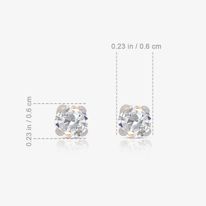 Round CZ Stud Earrings for Women – 925 Sterling Silver Rhodium Plated