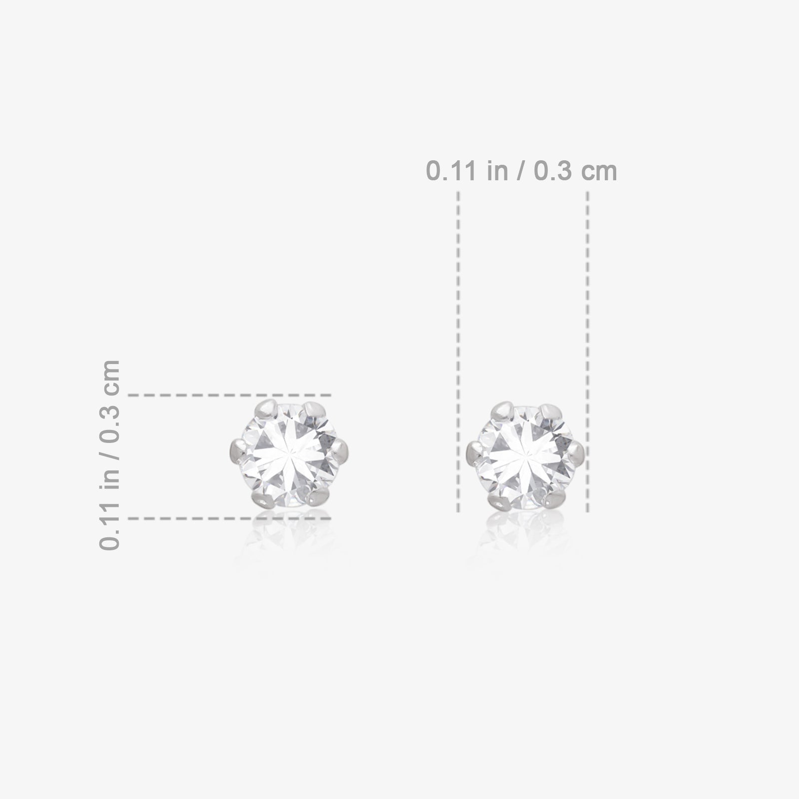CZ Six Prong Stud Earrings For Girls – 925 Sterling Silver Rhodium Plated