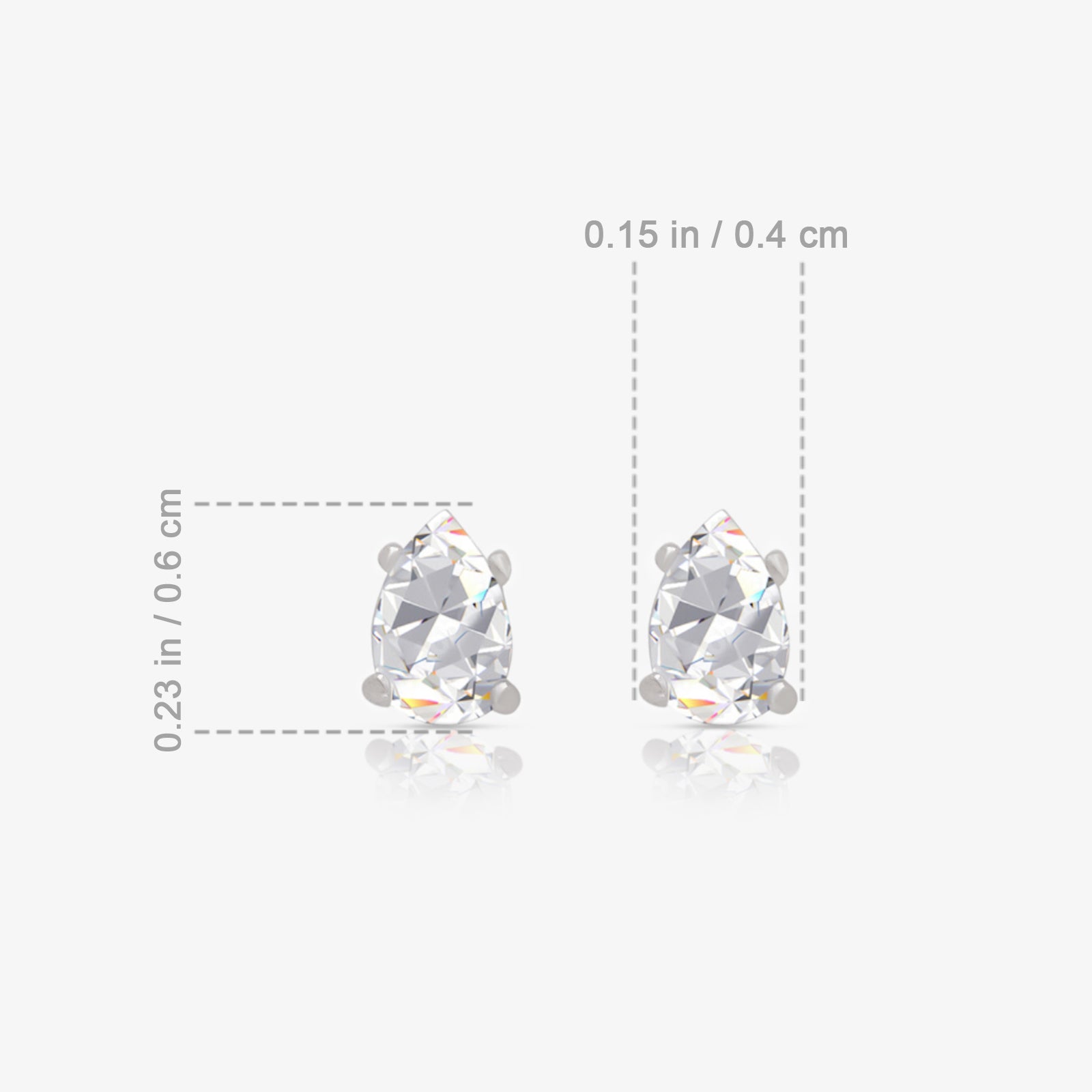 Pear Stud Earrings For Women – 925 Sterling Silver Rhodium Plated