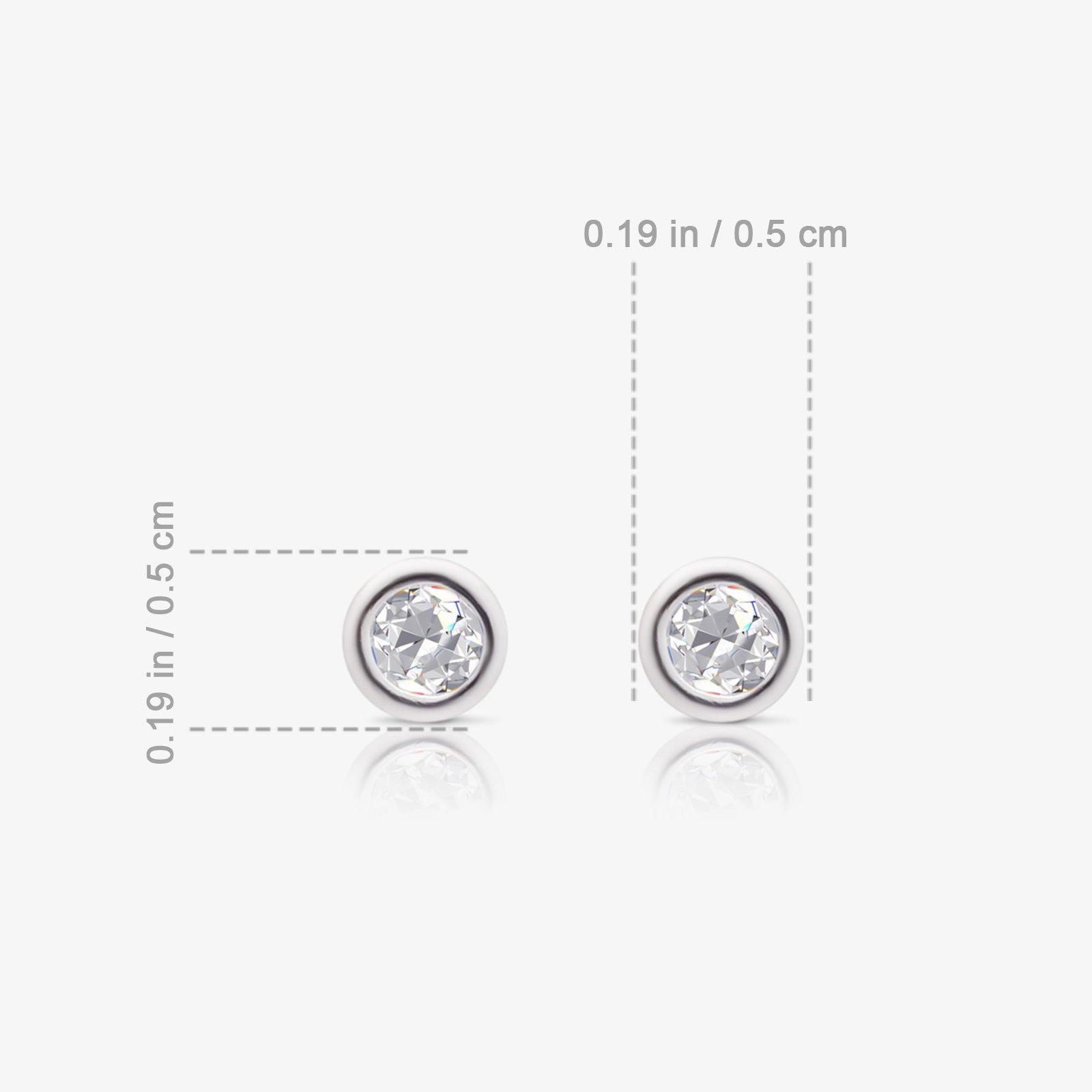 Round CZ Bezel Earrings For Women – 925 Sterling Silver Rhodium Plated