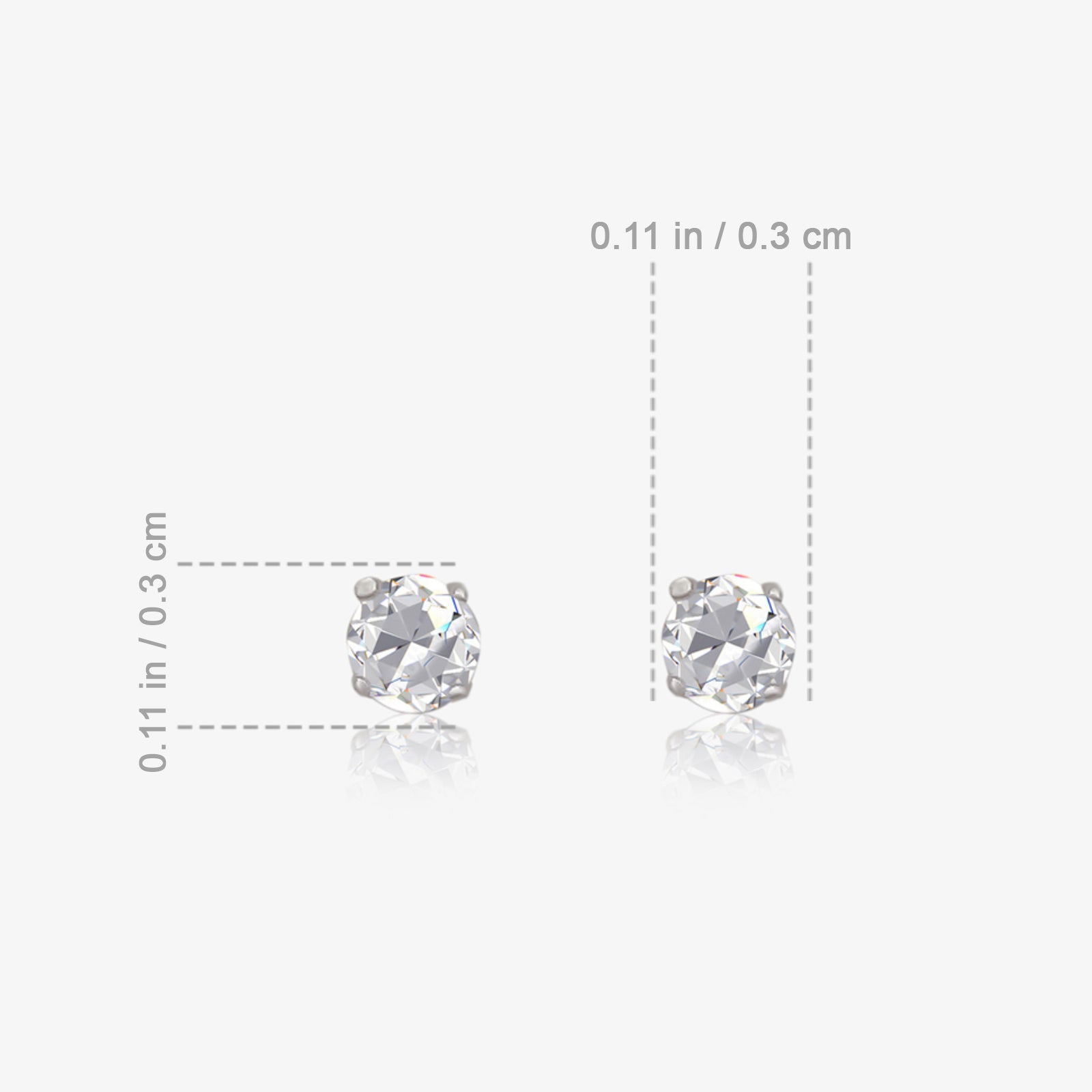 CZ Solitaire Stud Earrings For Girls – 925 Sterling Silver Rhodium Plated