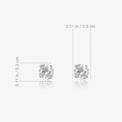 CZ Solitaire Stud Earrings For Girls – 925 Sterling Silver Rhodium Plated